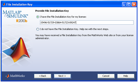 file installation key for matlab r2014a